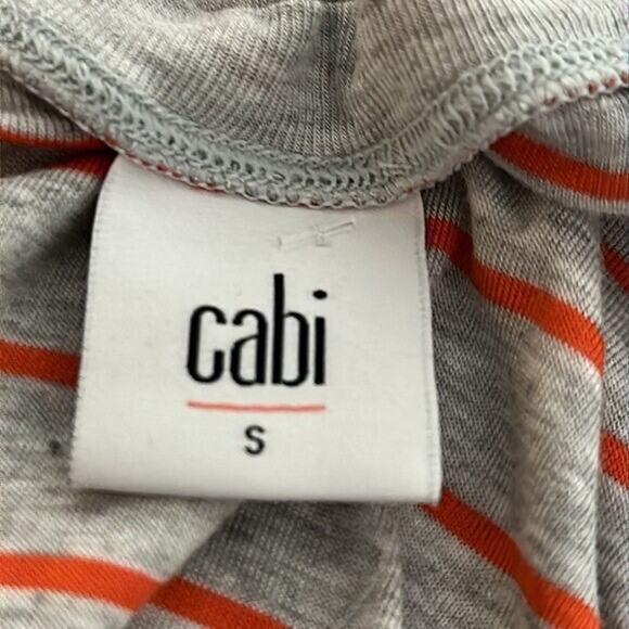 CAbi 5331 Tank Top Shirt Womens Small Gray Orange Stripe Rayon Minimalist Boxy - Picture 7 of 10